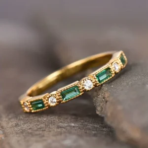 Alex - Bague en Or avec Zirconia Vert Incrusté