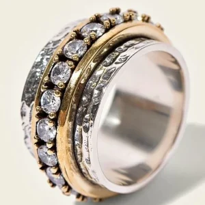 Bague Vintage en Or et Argent avec Zirconias