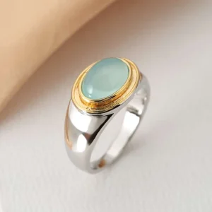 Gabi - Bague en Pierre de Lune Verte Vintage