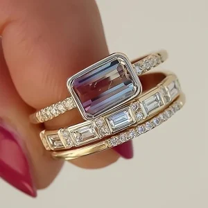 Ensemble de Bagues en Verre Vintage Brillant