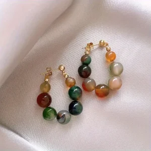 Boucles d'oreilles créoles en pierres colorées