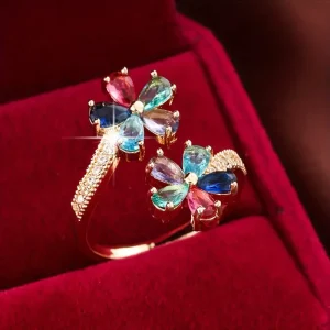Bague Ouverte Marguerite Colorée