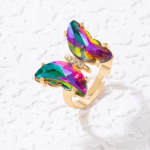 Bague en Or Papillon Coloré