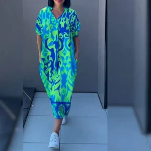 Danièle | Robe Décontractée à Imprimé Vif
