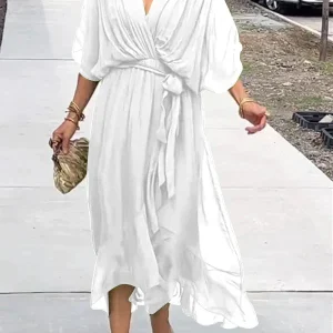 Robe élégante à col en V - Thyra Elegantete Garment