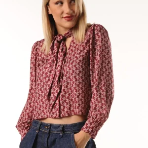 Blouse manches longues col à Nouer