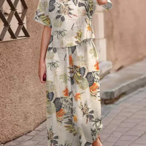 Ensemble 2 pièces boho pour femme - imprimé floral frais pour un style quotidien - facilement tendance et polyvalent
