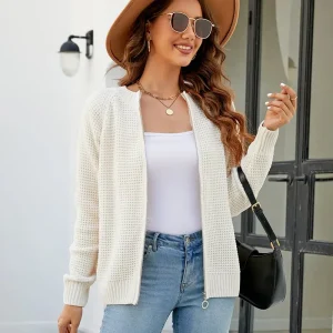 Cardigan zippé à manches longues pour femmes, décontracté et élégant - Kate