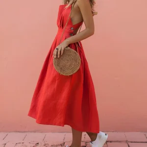 Robe à encolure carrée et halter - Écologique, Étroite, Élégance Toute Saison