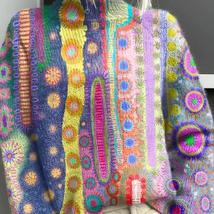 Nathalie | Pull à col roulé en tricot coloré