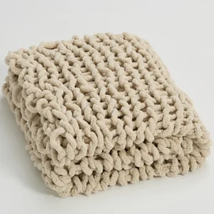 Plaid grosse maille beige