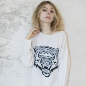Pull avec tête de tigre
