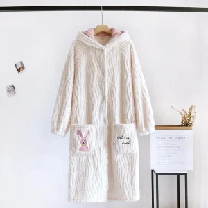 Robe de chambre blanche à capuche Pilou Pilou femme