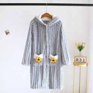 Robe de chambre chaude bleue Pilou Pilou femme