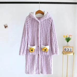 Robe de chambre chaude violette Pilou Pilou femme