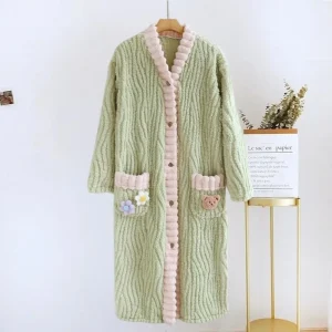 Robe de chambre cocooning verte Pilou Pilou femme
