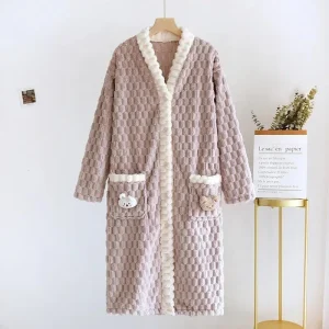 Robe de chambre Pilou Pilou moelleuse mauve femme