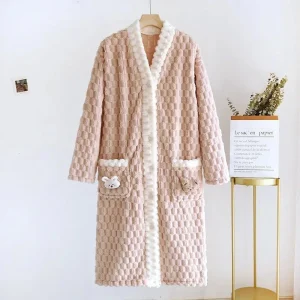 Robe de chambre Pilou Pilou moelleuse rose femme