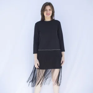 Robe noire à franges