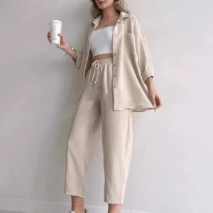Ensemble décontracté 2 pièces pour femmes - haut et pantalon confortables pour une tenue élégante de tous les jours