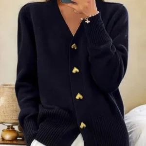 Addison | Cardigan en Tricot avec Boutons en Forme de Cœur