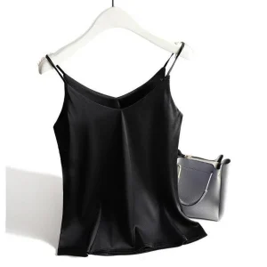 Camisole élégante en satin pour femmes - blouse élégante sans manches