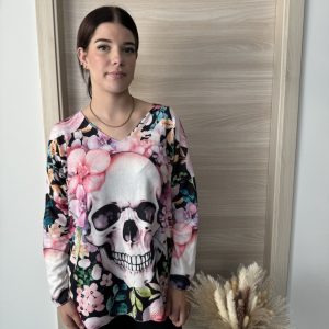 PULL TETE DE MORT FLORAL