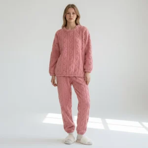Ensemble Pyjama Polaire Femme Manches Longues Chaud – Douce Étreinte