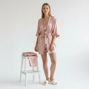Ensemble Pyjama Satin Femme 4 Pièces Modulable Élégant – Éclat Complet